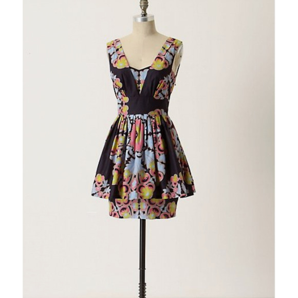 Leifsdottir Anthropologie Lotus Awakening Floral Sleeveless Mini Dress 0 - Picture 2 of 11